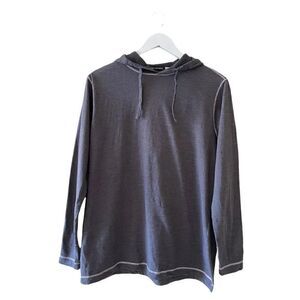 EUC Michael Brandon Long Sleeves Charcoal Black Hooded Shirt SZ S